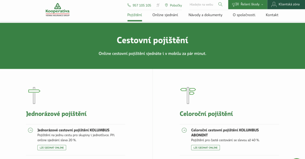 Kooperativa nabízí cestovní pojištění, které poskytuje komplexní ochranu během cest do zahraničí.