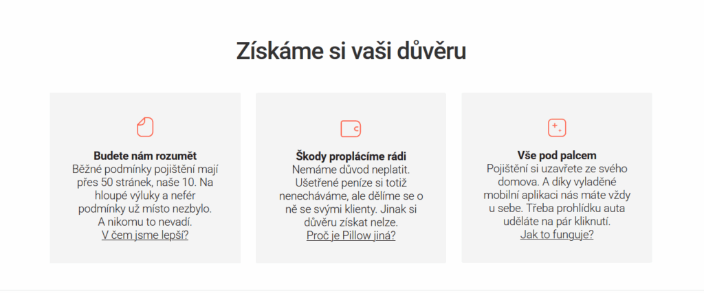 Pillow se zaměřuje na moderní, jednoduché a přehledné pojišťovací produkty.